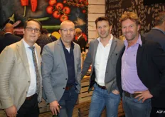Sales manager Michel den Ouden and growers Pleun van Duijn, Ben and Frank Groenewegen with Purple Pride. The new strategy is a new strategy to focus on catering and chefs and to inspire chefs with the culinary possibilities of aubergine.